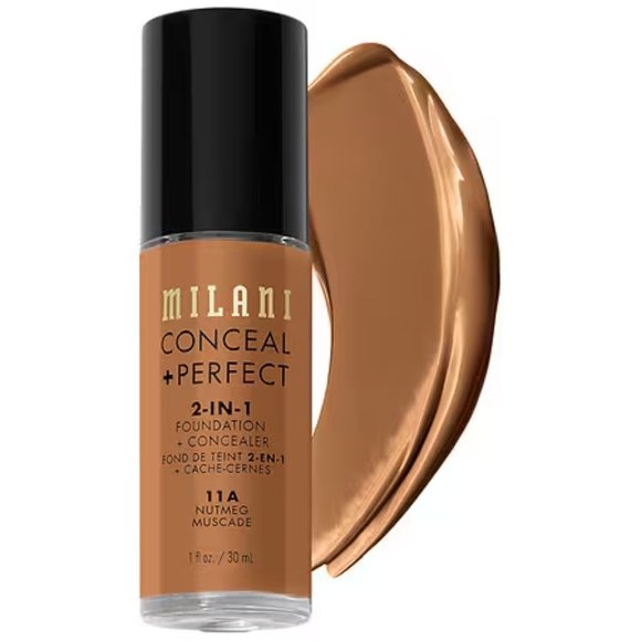 Bundle of 4 Milani Conceal + Perfect 2-in-1 Foundation + Concealer, 11A Nutmeg